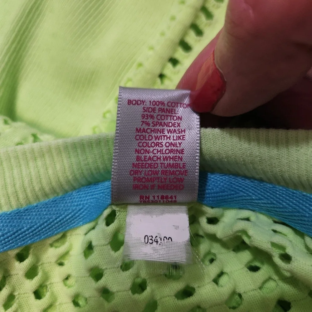 LEI Active Neon Lime Green Mesh Long Sleeve Top Plus Size 22/24 Relaxed Fit